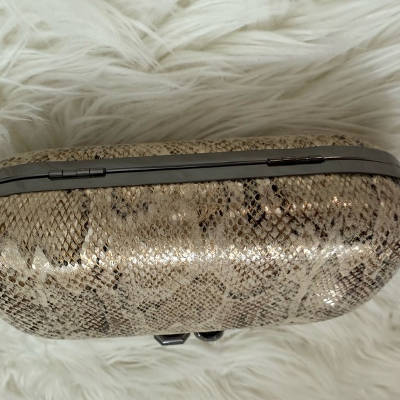 RED Saks Fifth Avenue Elegant Snakeskin Clutch with Silver Accents - Picture 9 of 12